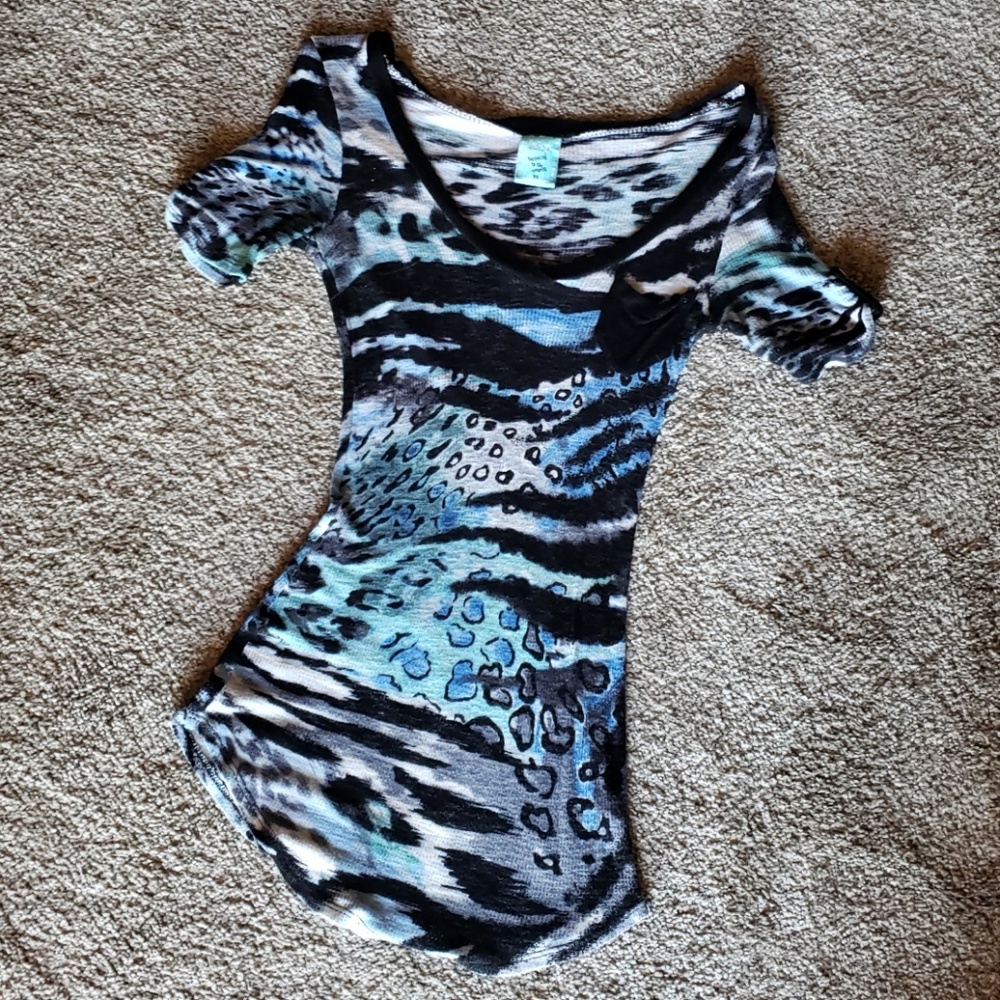 Blue & Black Leopard Patter Shirt